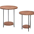 Nordic Solid Wood Coffee Table Iron Double-layer Round Table Creative Round Living Room Sofa Side Table Home Coffee Table 3d model
