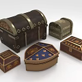 Ornamental Decorative Chest Set With Wooden Bodies Metal Accents And Intricate Patterns