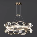 Modern Elegant Petal Shaped Layered Chandelier With Glowing Glass Design And Hanging Structure