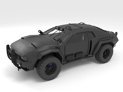 Black Off-Road Vehicle With Rugged Military Style Design Large Tires And Roof Racks 3d model