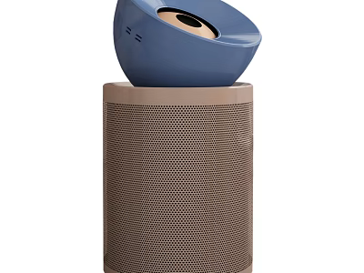 Modern Household Air Purifier With Blue Top And Brown Mesh Body Design 3d model