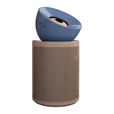 Modern Household Air Purifier With Blue Top And Brown Mesh Body Design 3d model