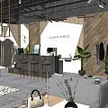 Modern Clothing Store Interior With Clothing Racks Mannequins Wooden Table Green Plants and Spotlights