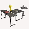 Black Coffee Tables with Rectangular and Round Designs Featuring Book Magazine Glasses and Yellow Lamp