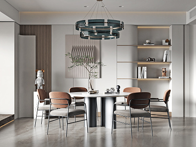 Modern dining room table and chair chandelier combination model