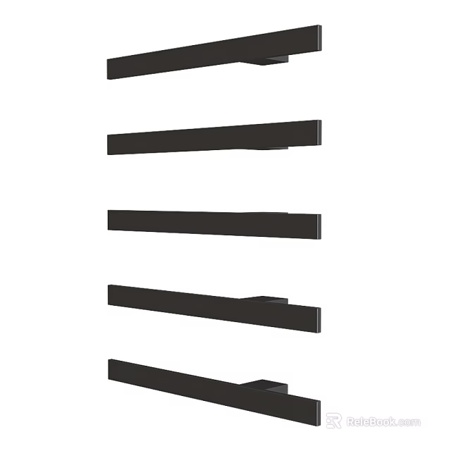 Black Floating Wall Shelves Set For Modern Home Decor And Storage 3d model 