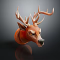 Detailed Handcrafted Deer Head Carving With Intricate Antlers And Realistic Facial Features