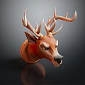 Modern Deer Sika Deer Elk Antler 3d model