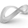 Modern Flowing Curved Sculpture With Intricate Mesh Texture On White Background