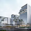Modern Multi storey Industrial Factory Building With Greenery And Glass Curtain Walls
