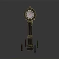 Classic Wooden Grandfather Clock With Carved Base And Round Clock Face