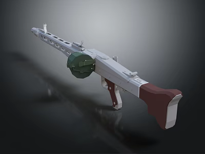 Modern Silver Tactical Firearm With Green Cylinder And Brown Grip Design 3d model