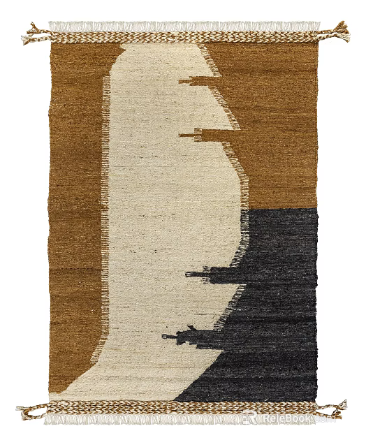 Brown Beige And Black Square Rug With Modern Abstract Geometric Design 3d model 