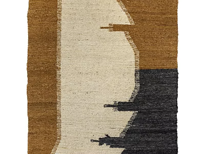 Brown Beige And Black Square Rug With Modern Abstract Geometric Design 3d model