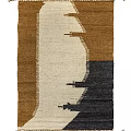 Brown Beige And Black Square Rug With Modern Abstract Geometric Design