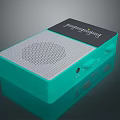 Teal Colored Retro Radio With Mesh Speaker Front And Control Knobs