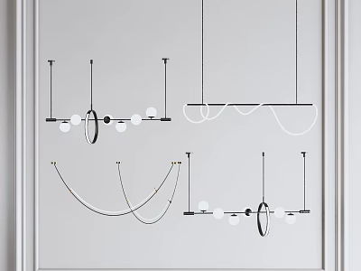 Modern Pendant Light Designs With Curved Lines And Geometric Shapes 3d model