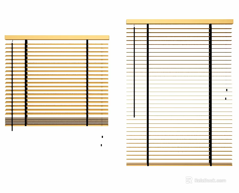 Wooden Venetian Blinds With Adjustable Horizontal Slats For Home Window Decor 3d model 