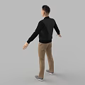 A Man In Black Jacket White Shirt Khaki Pants And Gray Shoes With Arms Outstretched 3d model