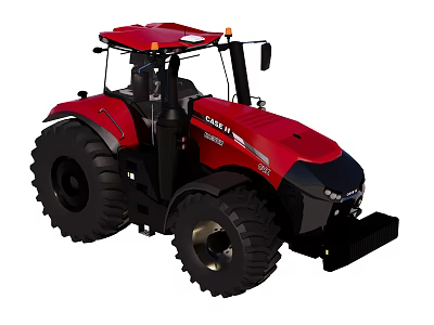 Red CASE IH Puma 240 Functional Farm Tractor With Large Tires And Cab 3d model