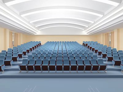 Modern Conference Room Interior With Blue Seats Neat Layout And Ceiling Lighting Design 3d model