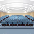 Modern Conference Room Interior With Blue Seats Neat Layout And Ceiling Lighting Design 3d model