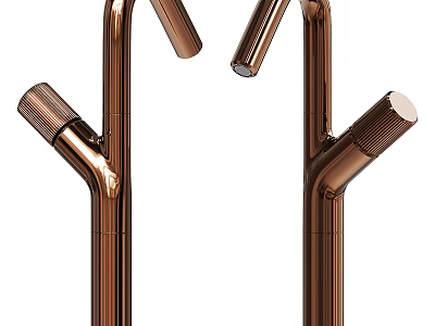 Sleek Modern Copper Faucet Design With Curved Spout And Polished Metal Finish 3d model