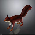 Red Squirrel with Big Tail and White Belly Standing on Gray Background 3d model