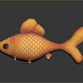 Shiny Orange Goldfish 3D Model With Scales Fins Tail And Reflection On Dark Background
