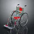 Sturdy Metal Wheelchair With Silver Frame And Red Seat Design Details