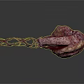 3D Rendered Organ With Hair Like Fibrous Structure And Textured Marbled Surface