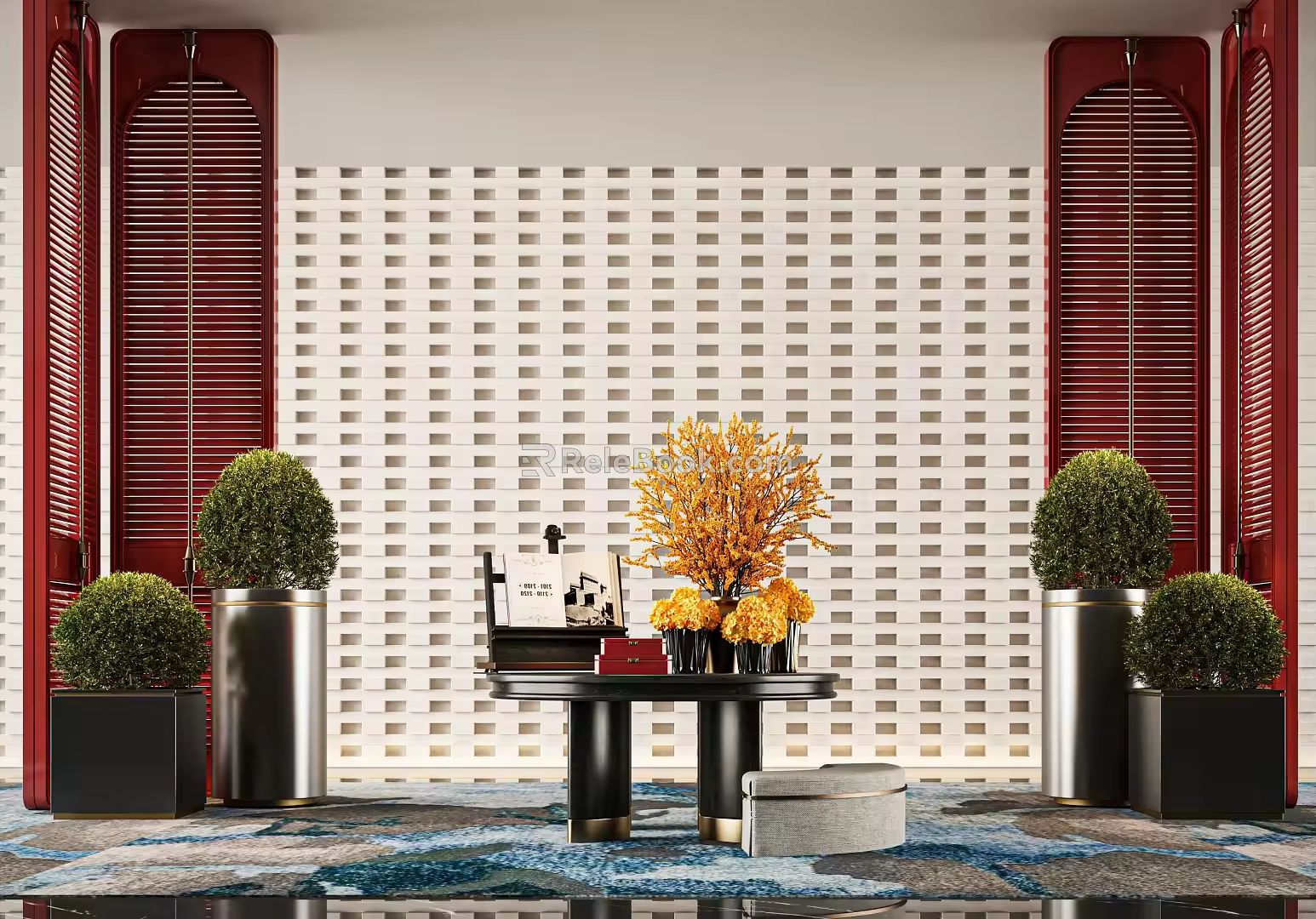 Modern Vintage Ornaments Combination Entrance Table End View Table Floriculture Table Screen 3d model