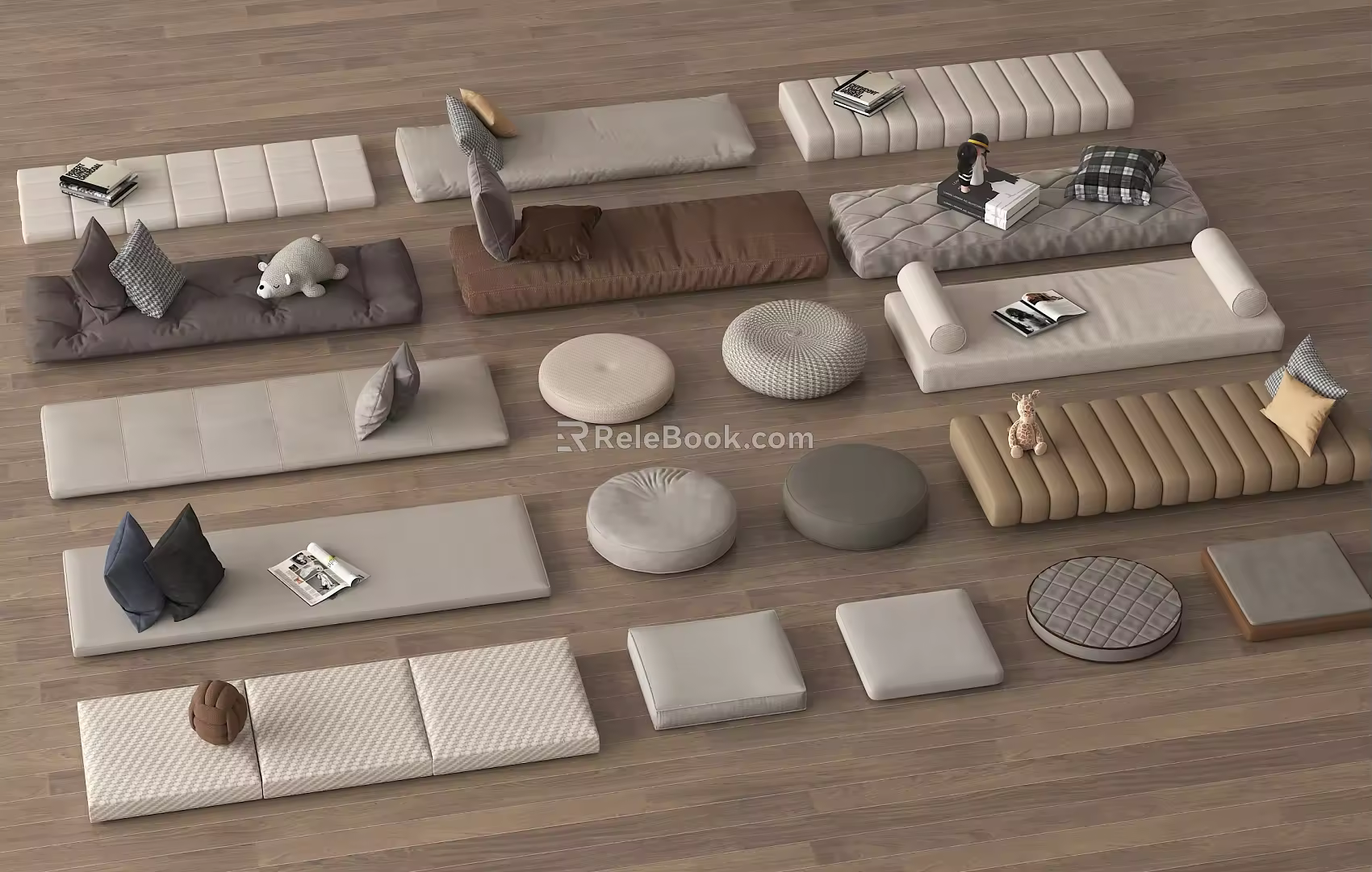 Cushion Bay Window Cushion Sofa Cushion Futon Cushion Pillow 3d model