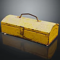 Vintage Yellow Metal Toolbox With Rustic Handle And Latch On Dark Surface 3d model