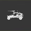 Off Road Military Vehicle With Mounted Machine Gun Radar Antenna And Large Wheels