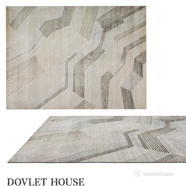 Modern Square Carpet With Abstract Geometric Patterns In Gray And White Tones 3d model 
