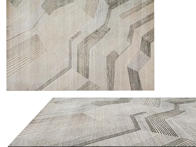 Modern Square Carpet With Abstract Geometric Patterns In Gray And White Tones 3d model