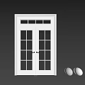 Double Swing Door With Glass Panels And White Frame For Modern Interior View 3d model