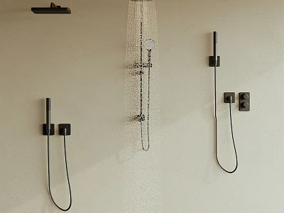 Modern Shower System Featuring Rainfall Head Handheld Wand And Wall Mounted Design 3d model