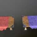 Wooden Benches With Metal Legs And Colored Cloths In Various Colors Arranged Neatly