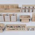 Modern Wooden Bookcases With Open Shelves And Multi Layer Storage Design Styles 3d model