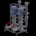 Industrial Equipment With Dual Pumps Stainless Steel Metal Frame Pipeline System Red Valves Motor Components