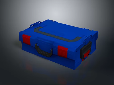 Durable Blue Storage Case With Red Accents And Black Handle For Daily Household Use 3d model