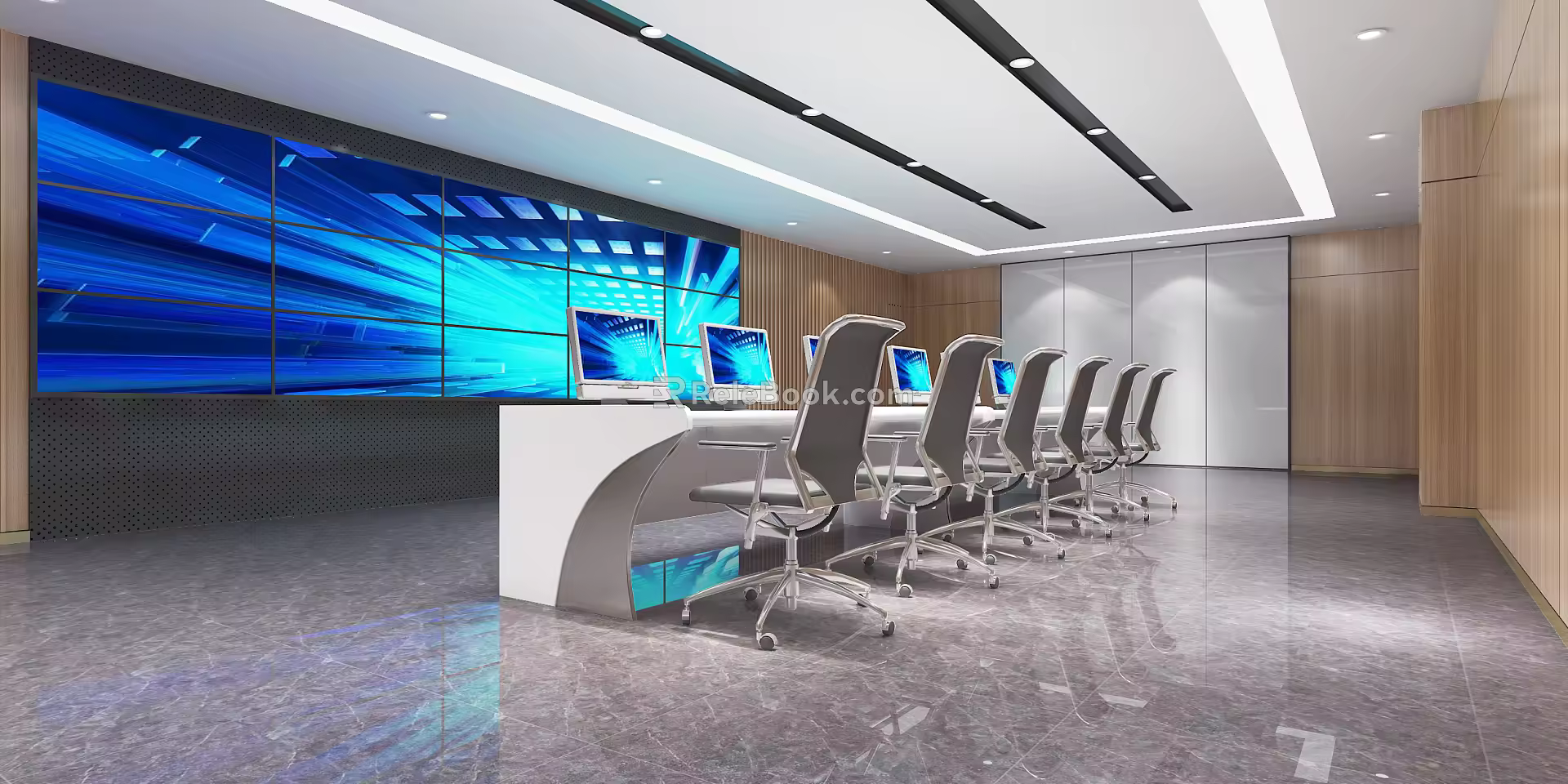 modern monitoring room 3d model