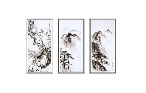 New Chinese Landscape Painting Decorative Painting 3d model