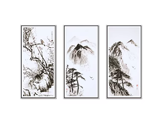 New Chinese Landscape Painting Decorative Painting 3d model