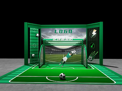 Commercial Football Goal Equipment With Green Frame Goalkeeper Interactive Sports Game 3d model