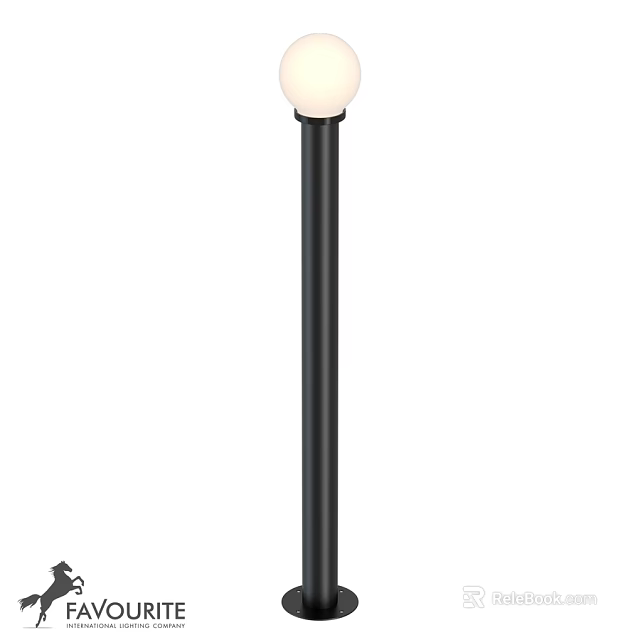 Black Pole Outdoor Light With White Globe Shade For Garden Decoration 3d model 
