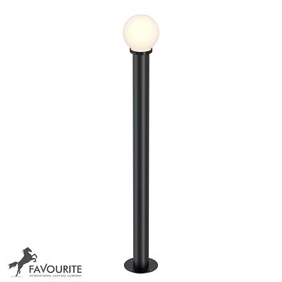 Black Pole Outdoor Light With White Globe Shade For Garden Decoration 3d model