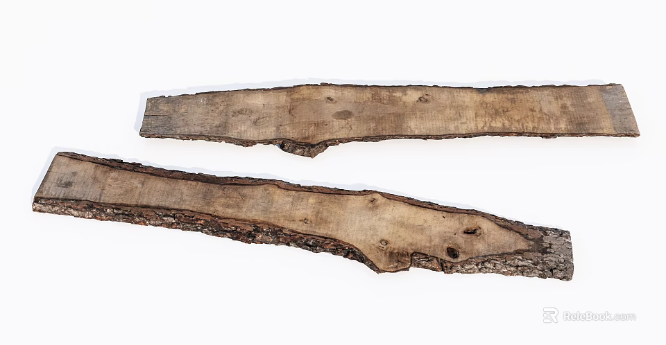 Natural Wood And Stone Slabs With Textured Surface And Bark Details 3d model 